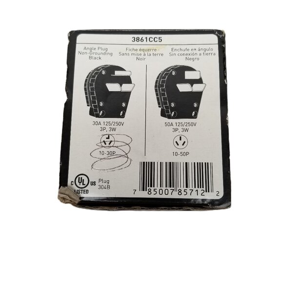 Pass & Seymour Legrand 30/50 Amp Angle Plug 304B Black Dryer Range Dual Function - Picture 8 of 12